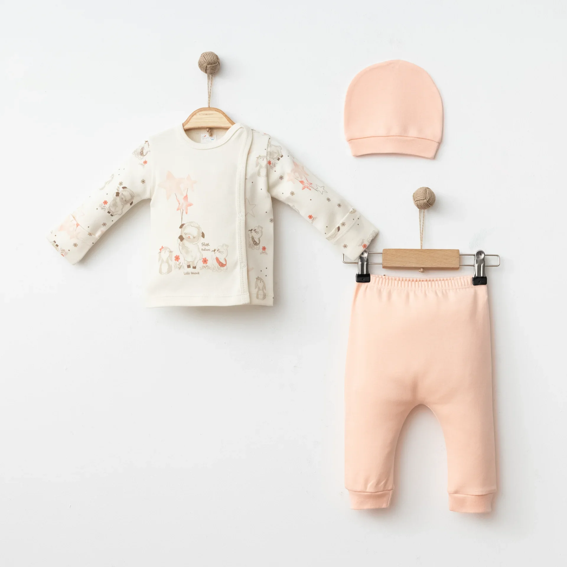 Kız Bebek Hastane Çıkışı 3 Lü Set Kuzu Baskılı