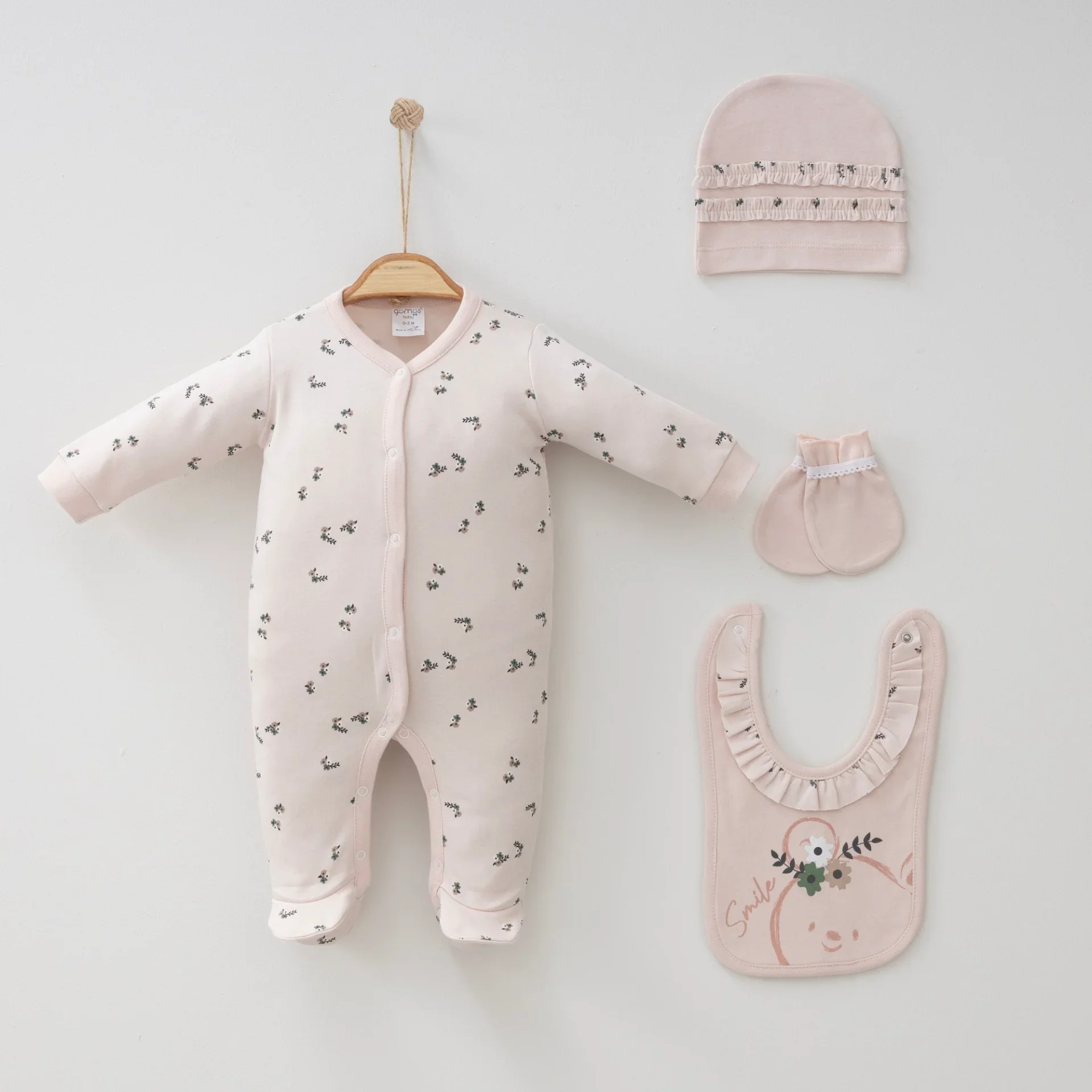 ÇİÇEK DESENLİ KIZ TULUM 4 LÜ SET