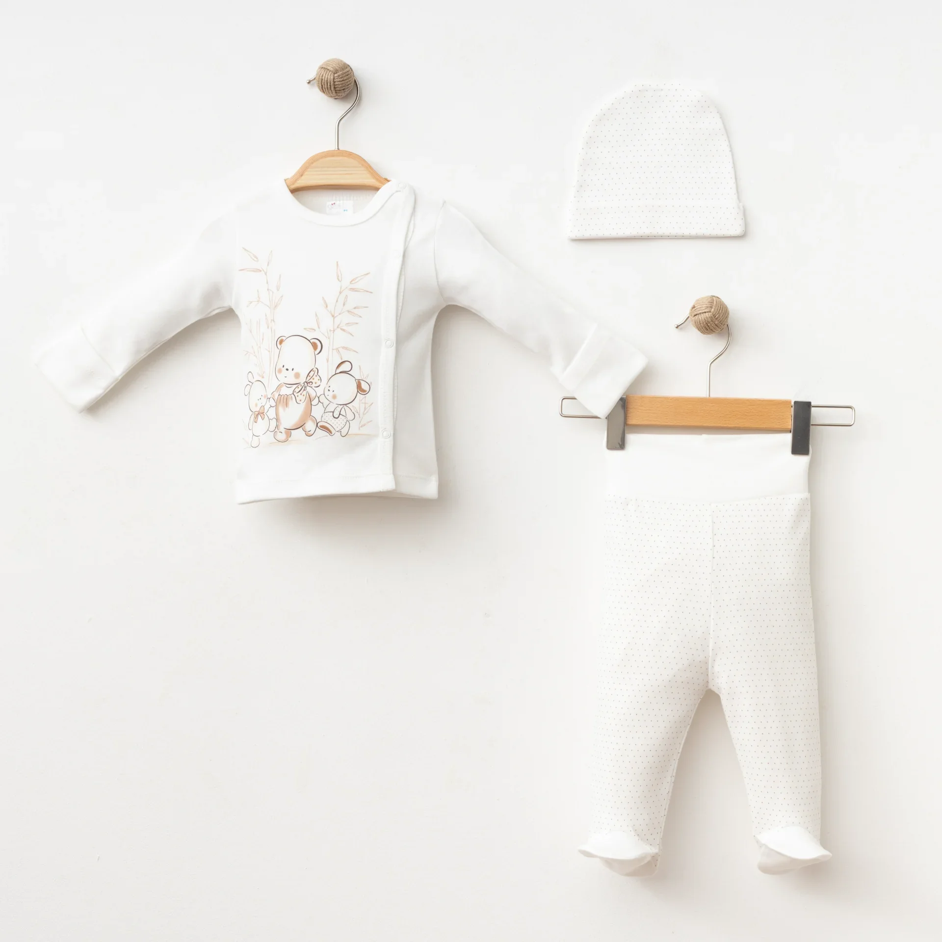 BEBEK 3 LÜ SET MİNİK PUAN BASKILI