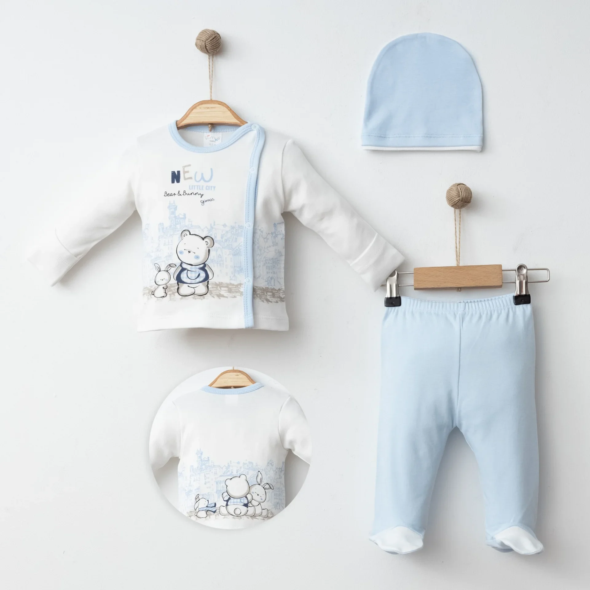 BEBEK 3 LÜ SET ÖN VE ARKA ŞEHİR BASKILI