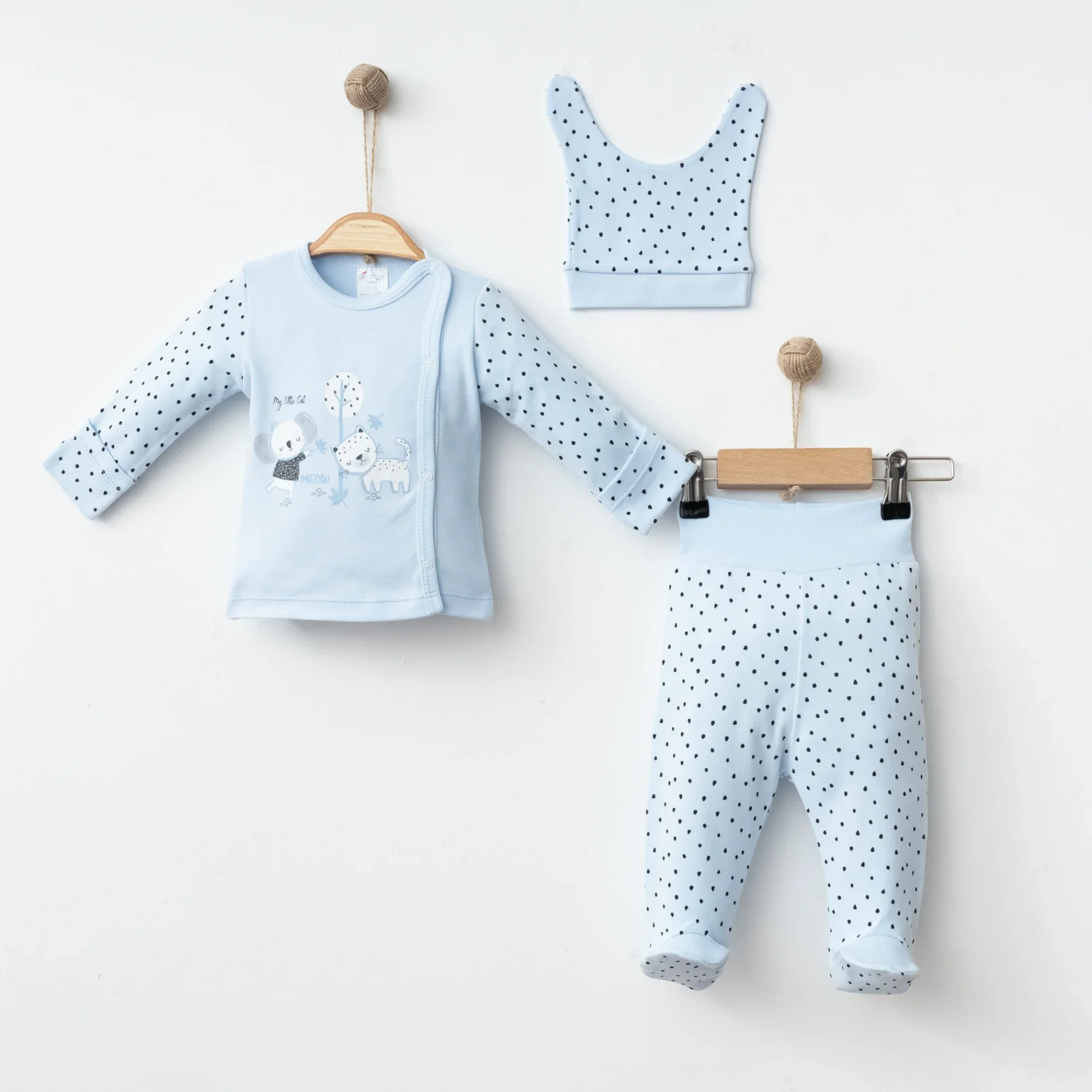 BEBEK 3 LÜ SET BÜYÜK PUAN BASKILI