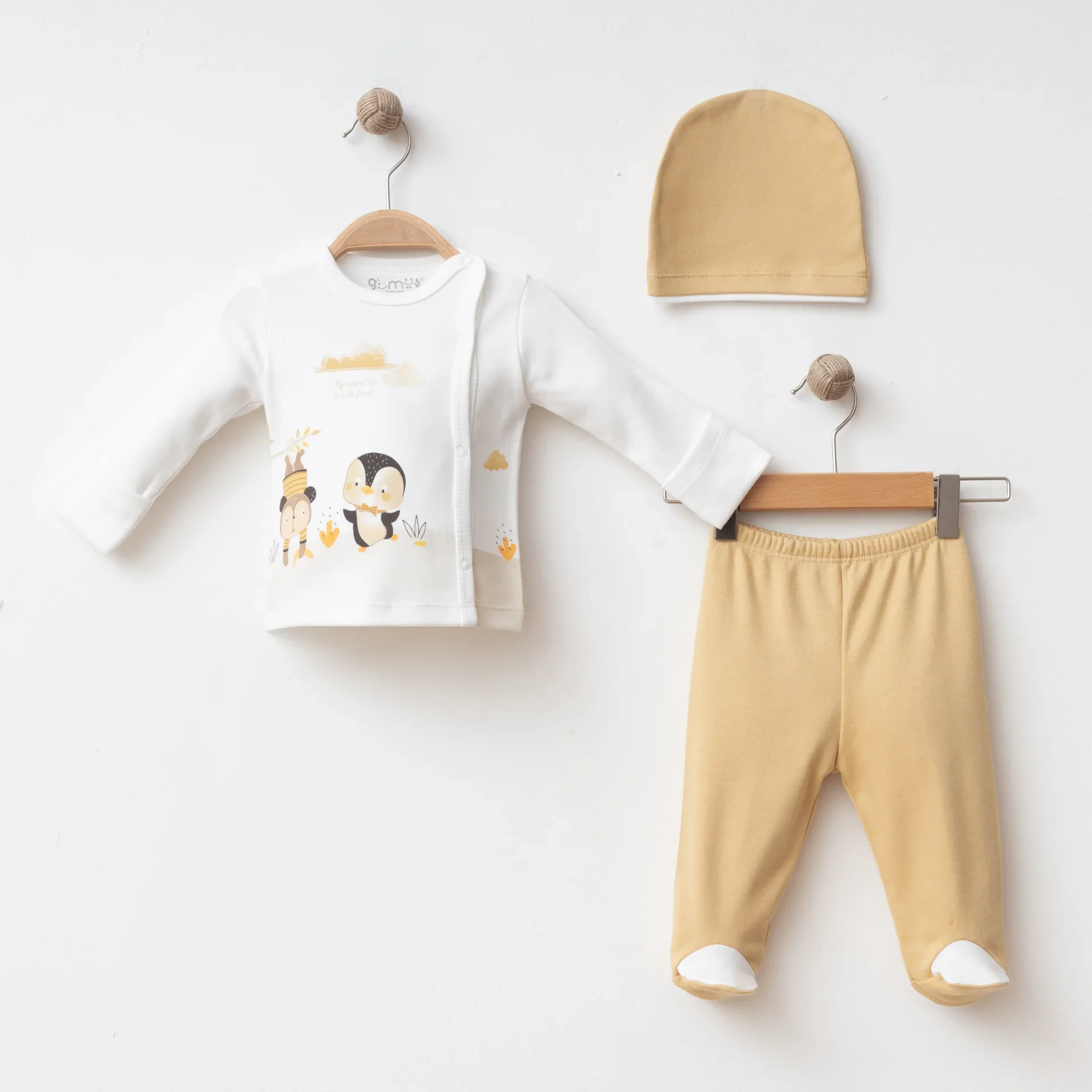 BEBEK 3 LÜ SET ÖN VE ARKA PENGUEN BASKILI