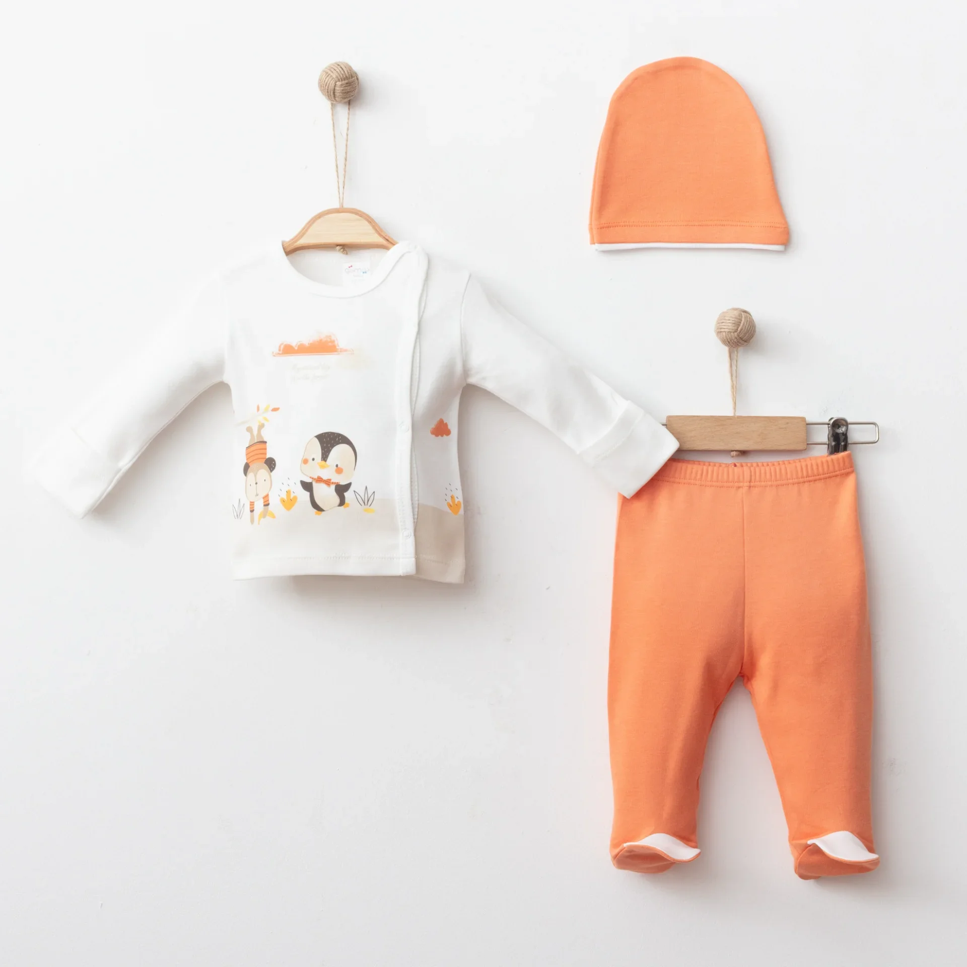 BEBEK 3 LÜ SET ÖN VE ARKA PENGUEN BASKILI