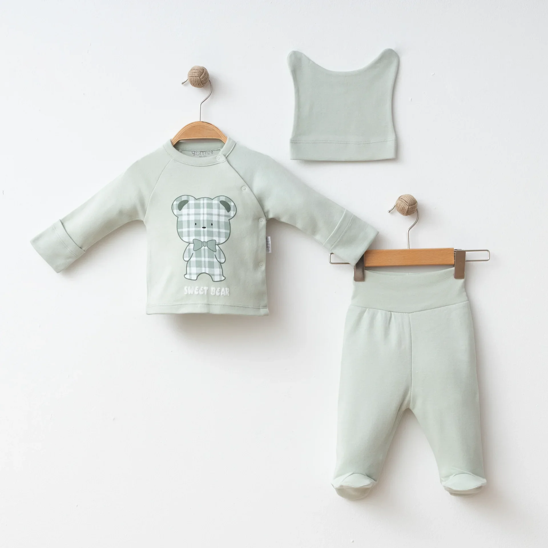 ERKEK BEBEK 3 LÜ SET REGLAN KOLLU AYICIK BASKILI
