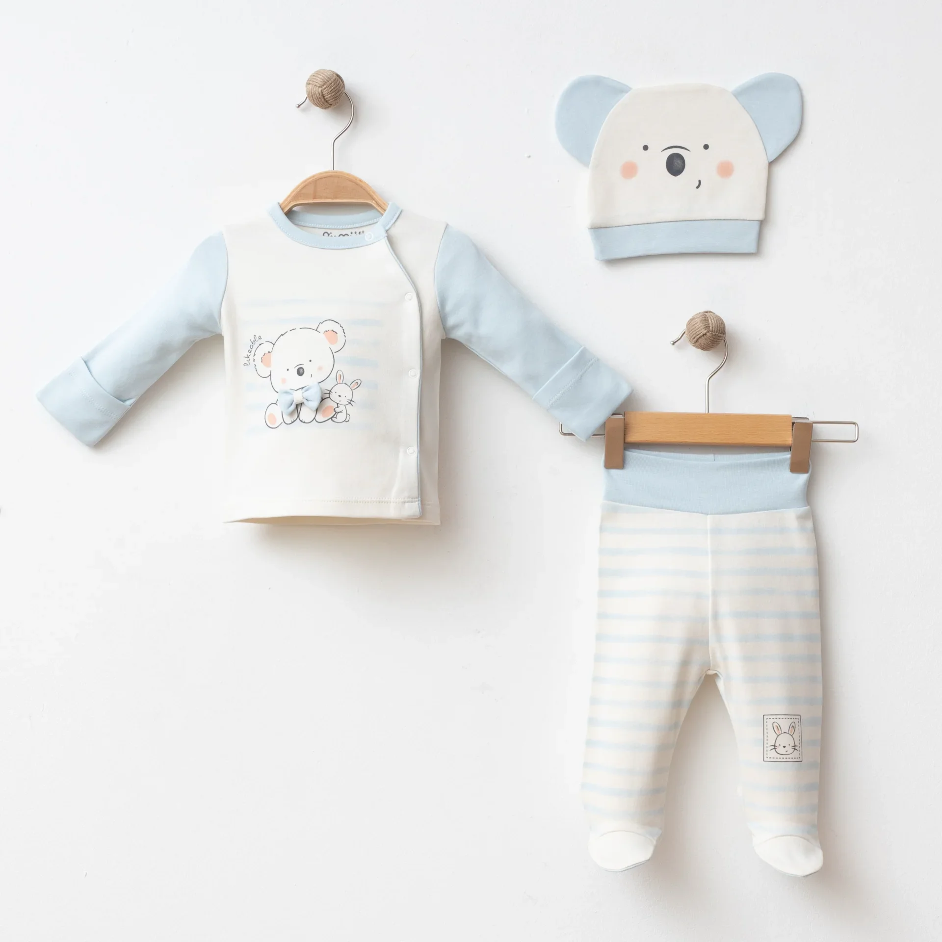 ERKEK BEBEK 3 LÜ SET PAPYONLU KOALA BASKILI