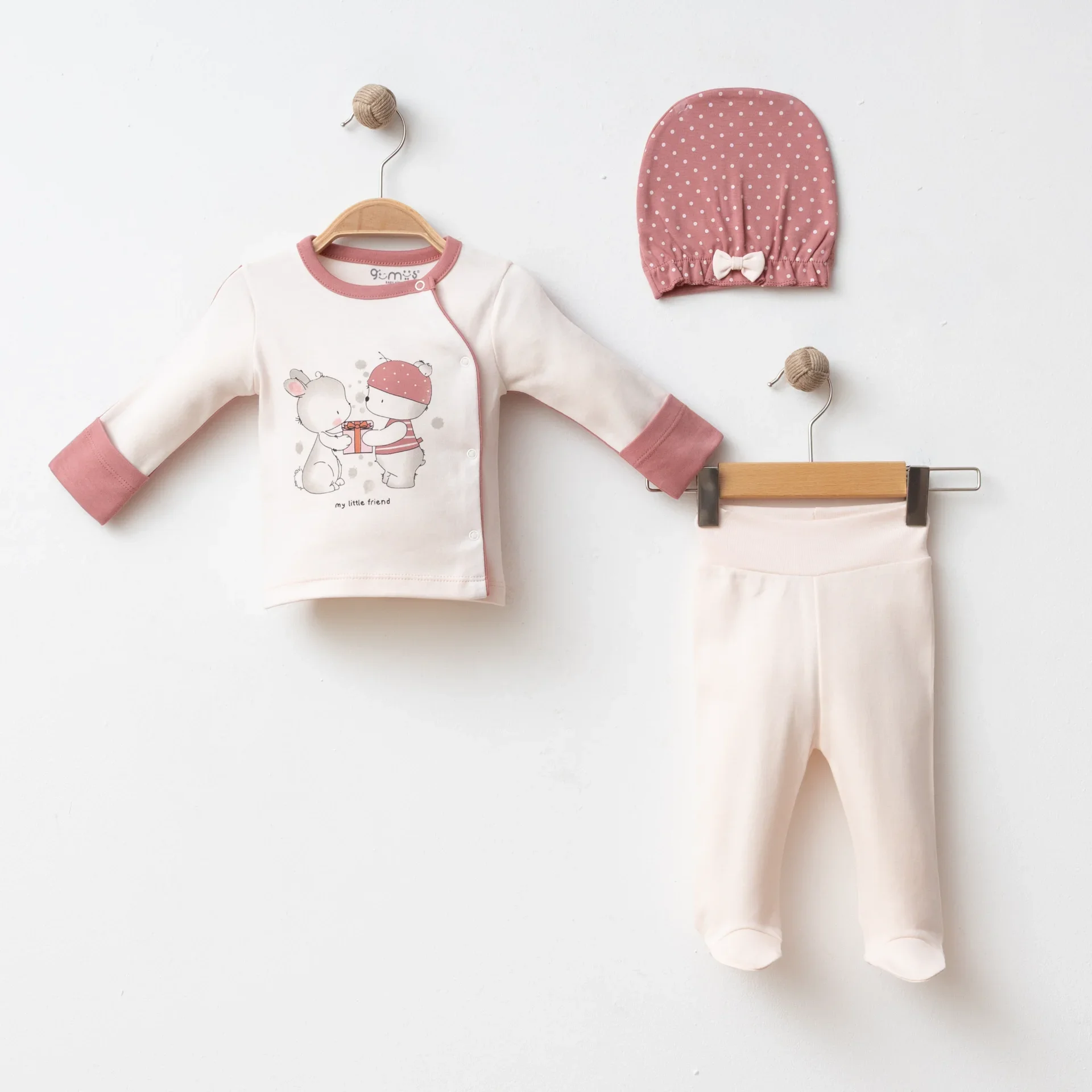 KIZ BEBEK 3 LÜ SET KURDELELİ HEDİYE PAKETİ BASKILI