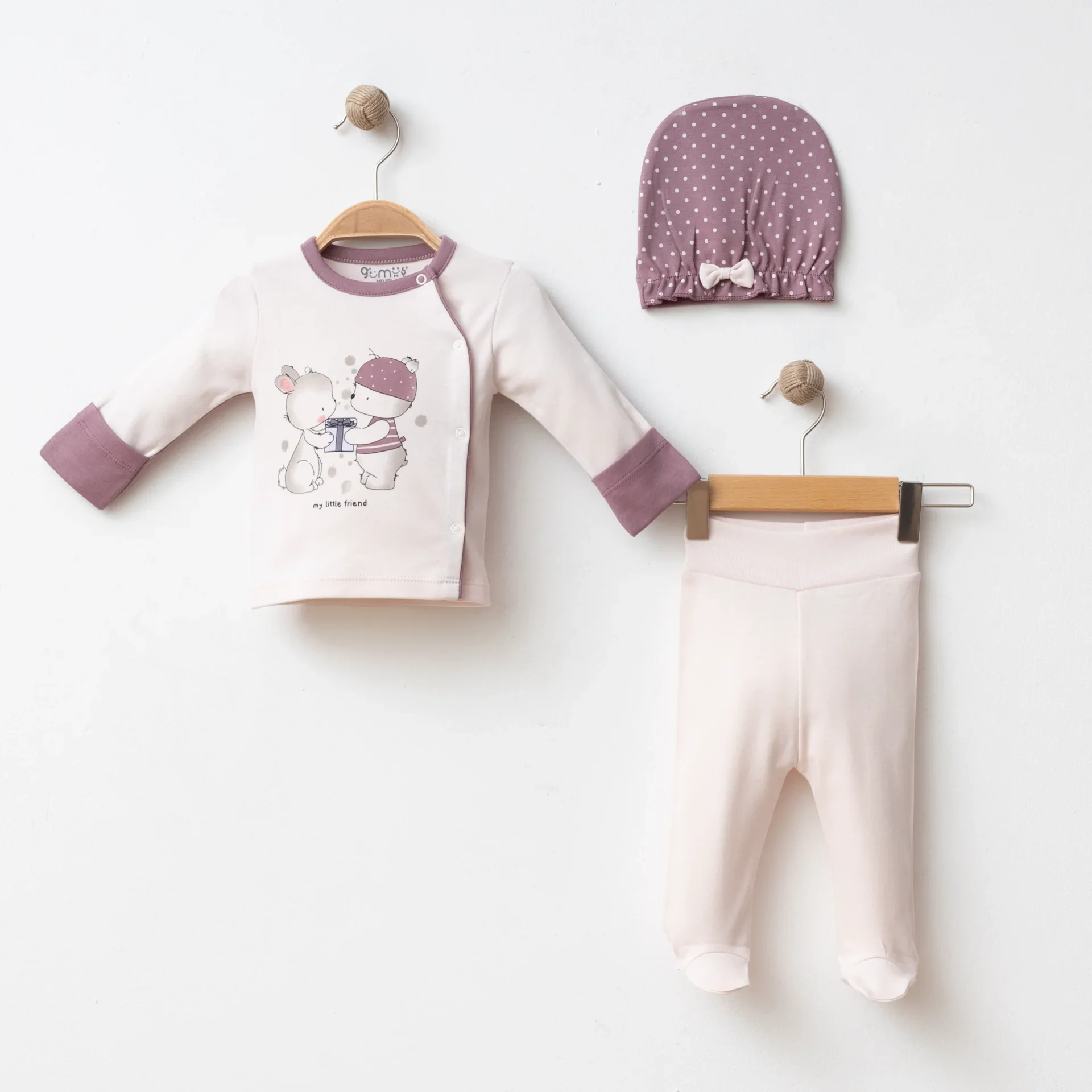 KIZ BEBEK 3 LÜ SET KURDELELİ HEDİYE PAKETİ BASKILI