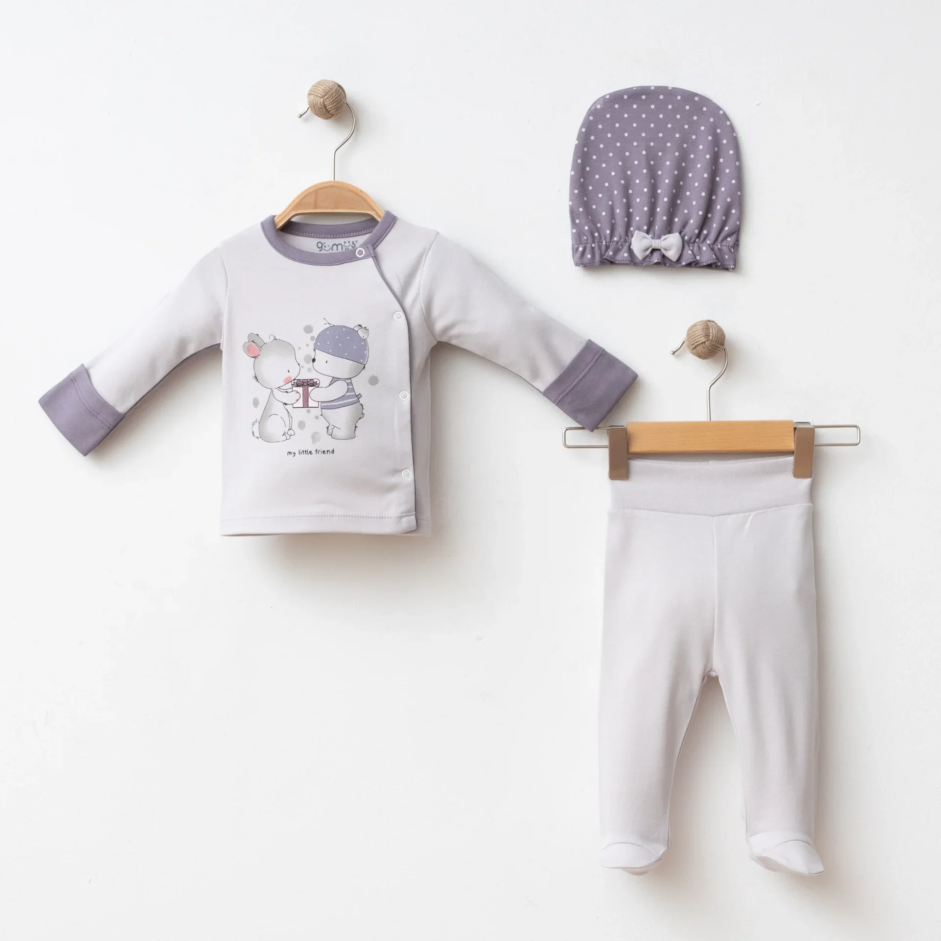 KIZ BEBEK 3 LÜ SET KURDELELİ HEDİYE PAKETİ BASKILI
