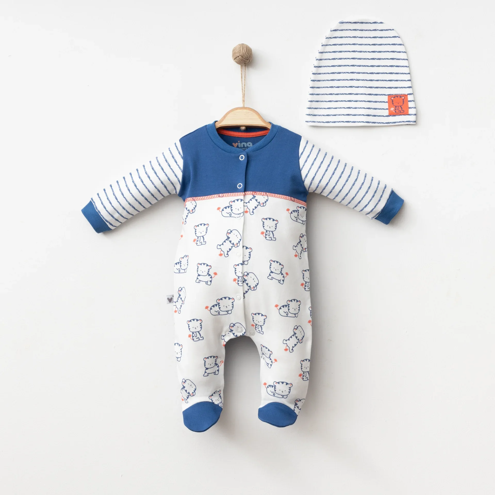 ERKEK BEBEK 2 Lİ TULUM SET ASLAN BASKILI