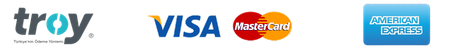 Güvenli ödeme — iyzico, Mastercard, Visa, American Express, Troy