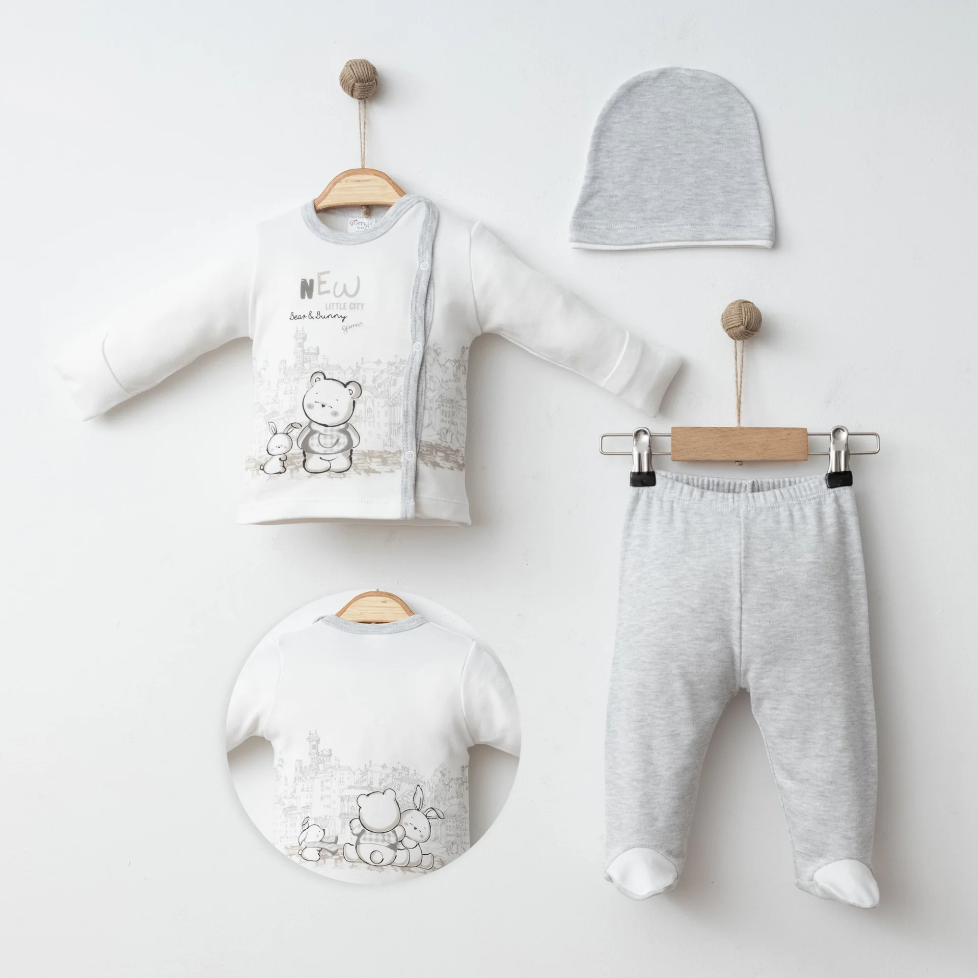 BEBEK 3 LÜ SET ÖN VE ARKA ŞEHİR BASKILI