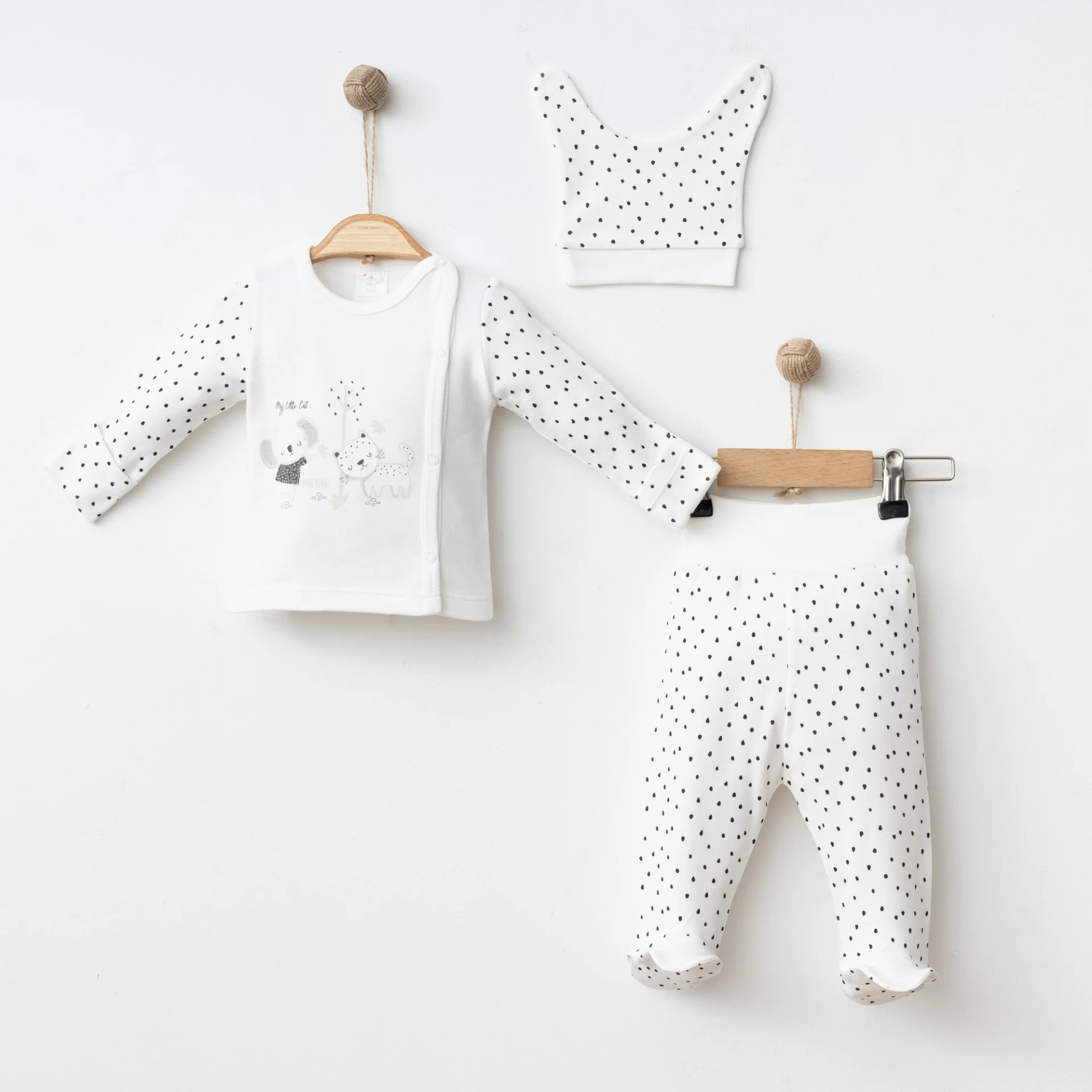 BEBEK 3 LÜ SET BÜYÜK PUAN BASKILI